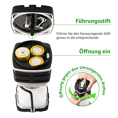 LE LED Campinglampe, Ultra Hell 1000 Lumen, 4 LeuchtmodiI Dimmbar Suchscheinwerfer, Batteriebetrieben Notfallleuchte für Stromausfällen, Wandern, Notfall, Ausfälle und so weiter, 1 Stück, White