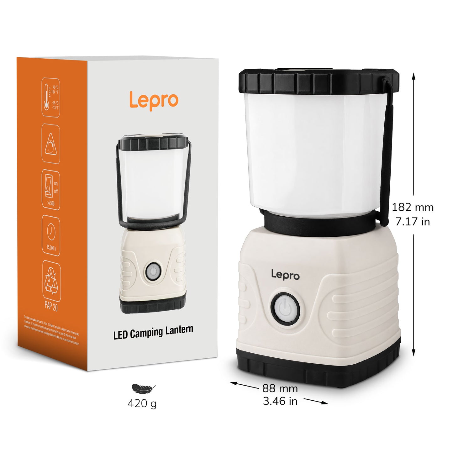 Lepro LED Camping Lampe USB wiederaufladbar, 4 Modi, 1300 Lumen, Weiß | Campinglampe mit 3600 mAh Powerbank IPX4,USB-Kabel im Lieferumfang enthalten,für Hurrikan-Notfälle,Wandern,Zuhause und mehr [Energieklasse A]