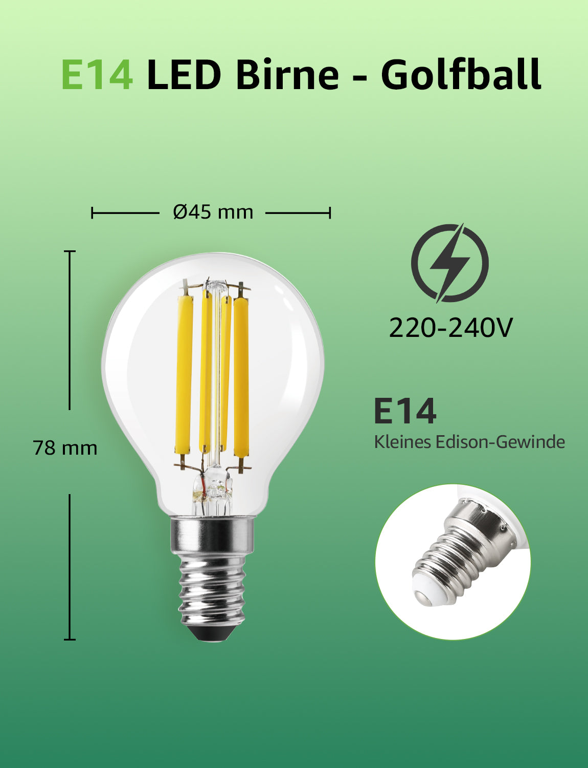 Lepro Energieklasse A E14 LED warmweiss Lampe 2.2W 470 Lumen P45 2700K Warmweiß LED Glühbirne,entspricht 40W Glühlampe,300° Abstrahlwinkel Nicht Dimmbar Energiesparlampe