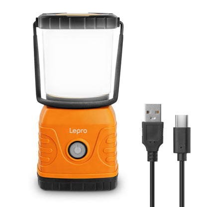 Lepro LED Camping Lampe USB wiederaufladbar, 4 Modi, 1300 Lumen, Orange | Campinglampe mit 3600 mAh Powerbank IPX4,USB-Kabel im Lieferumfang enthalten,für Hurrikan-Notfälle,Wandern,Zuhause und mehr [Energieklasse A]