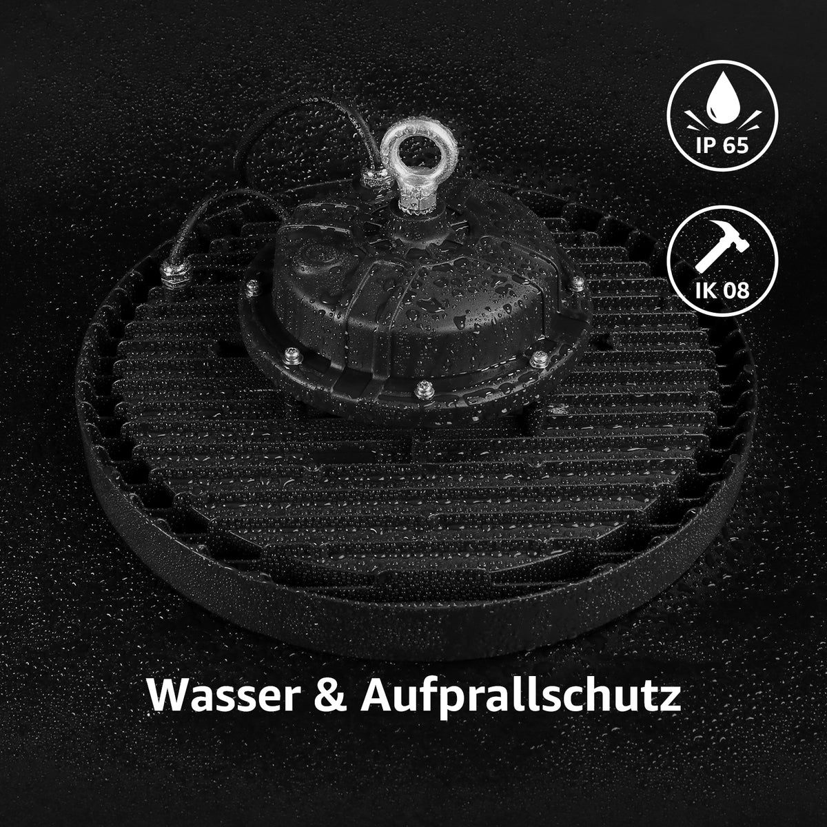 200W LED Hallenstrahler, 140lm/W, IP65 & IK08, 4000K Neutralweiß, Entspricht 500W Halogen, UFO High Bay Licht für Lager, Einzelhandel, Stadien, 5 Jahre Garantie