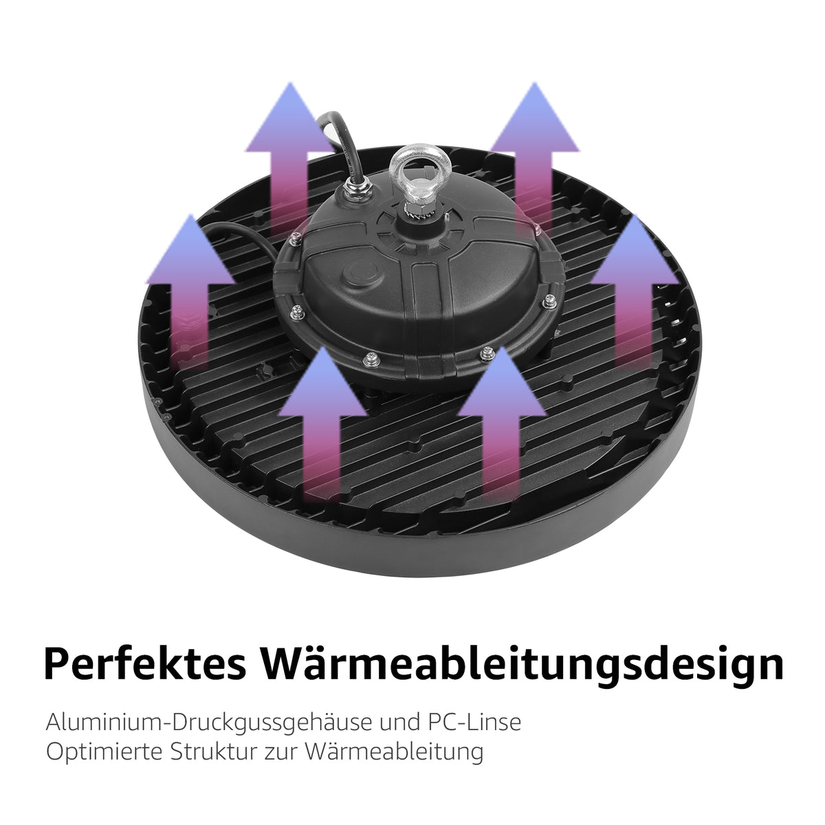 200W LED Hallenstrahler, 140lm/W, IP65 & IK08, 4000K Neutralweiß, Entspricht 500W Halogen, UFO High Bay Licht für Lager, Einzelhandel, Stadien, 5 Jahre Garantie