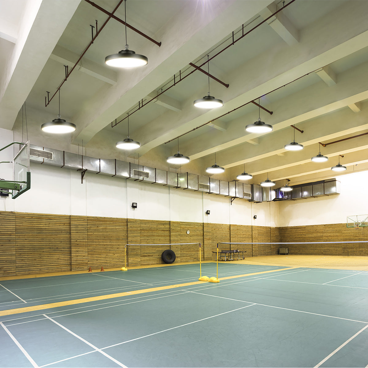 200W LED Hallenstrahler, 140lm/W, IP65 & IK08, 4000K Neutralweiß, Entspricht 500W Halogen, UFO High Bay Licht für Lager, Einzelhandel, Stadien, 5 Jahre Garantie