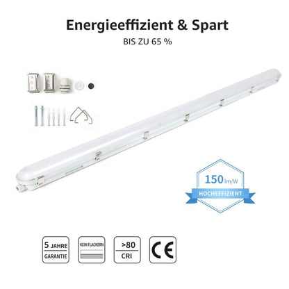 4x LED Feuchtraumleuchte 150cm, 48W 7,200lm Superhell LED Wannenleuchten, LED Feuchtraum Leuchte Neutralweiß 4000K IP65 , Wasserfest Kellerleuchte im Reihenschaltung, Werkstattleuchte, Garage
